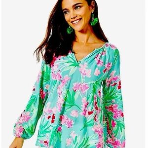 Lilly Pulitzer Pink and Green Relaxed Blouse